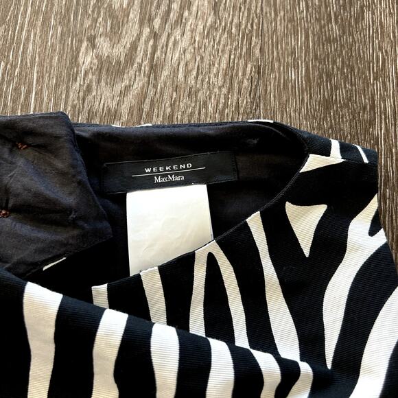 Weekend Max Mara Zebra Print Shift Dress Tunic Top Black White Cotton EU 38 US 4 - Picture 5 of 16